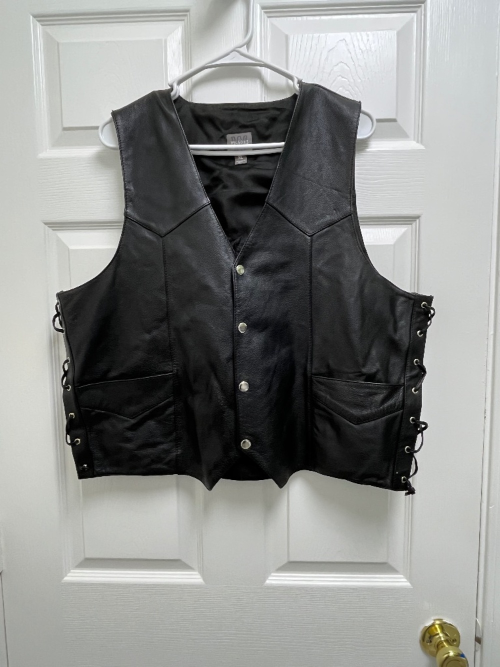 Men's Black Wilson's Leather Skull & Flame Vest XL